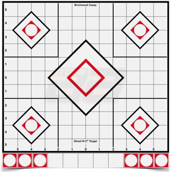 Birchwood Casey Shoot-N-C 12 Inch White / Black Sight-In 5 Targets 55 Pasters