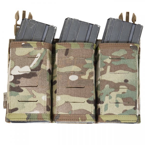 Warrior Laser Cut Detachable Front Panel Triple Snap Mag Pouch - Multicam