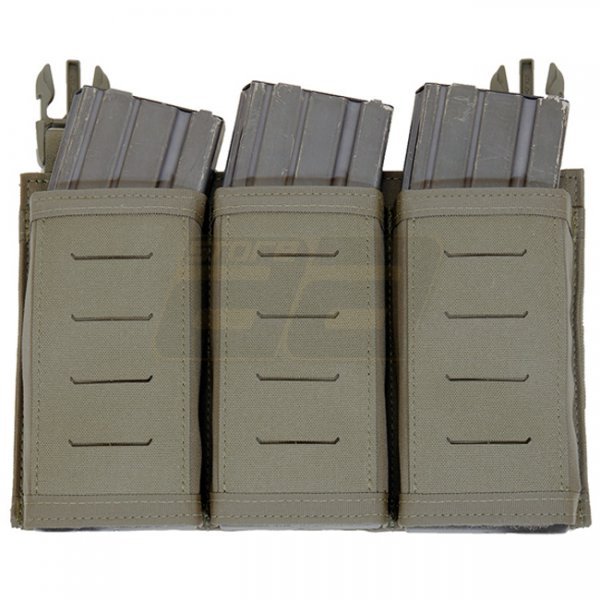 Warrior Laser Cut Detachable Front Panel Triple Snap Mag Pouch - Ranger Green