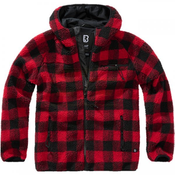 Brandit Teddyfleece Worker Jacket - Red / Black - M