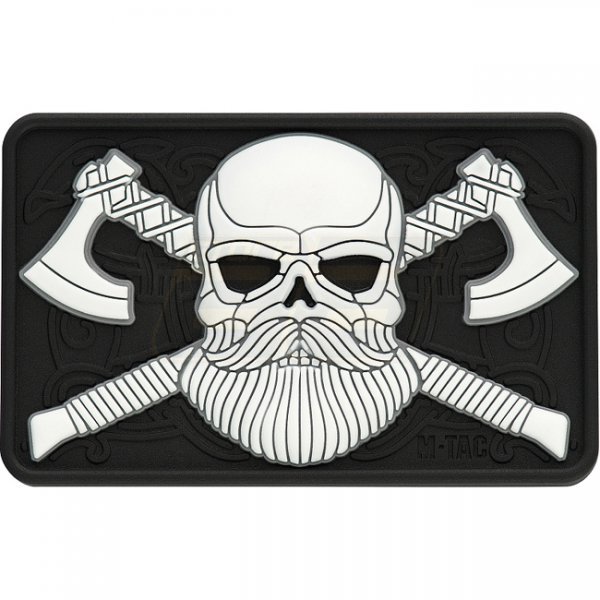 M-Tac Bearded Skull 3D Rubber Patch - White