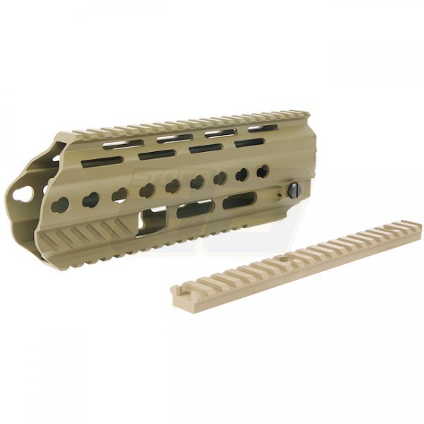 Angry Gun L85A3 ICS AEG Conversion Kit Rail System Top Rail Gas Block & Gas Piston - Tan