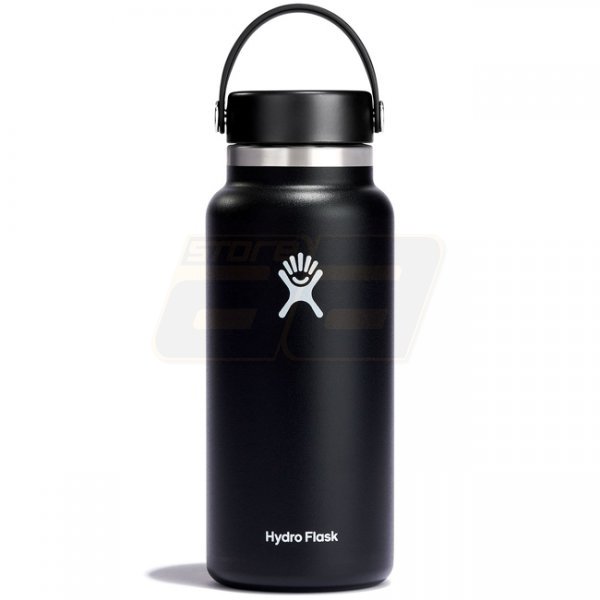Hydro Flask Wide Mouth Insulated Water Bottle & Flex Cap 32oz - Black