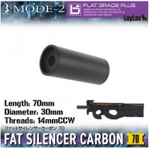 Laylax MODE-2 Carbon Fiber FAT Silencer 14mm CCW 70mm - Black