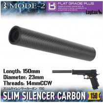 Laylax MODE-2 Carbon Fiber Slim Silencer 14mm CCW 150mm - Black