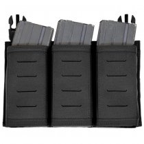 Warrior Laser Cut Detachable Front Panel Triple Snap Mag Pouch - Black