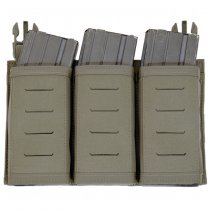 Warrior Laser Cut Detachable Front Panel Triple Snap Mag Pouch - Ranger Green