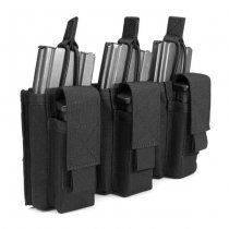 Warrior Triple M4 & Pistol Open Magazine Pouch - Black