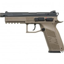 KJ Works CZ P-09 Silenced Co2 Blowback Pistol - Tan