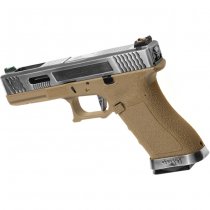 WE G-Force 17 SV Silver Barrel Gas Blow Back Pistol - Desert