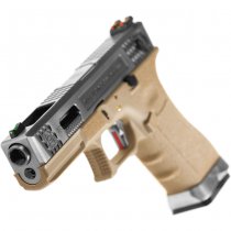 WE G-Force 18C SV Silver Barrel Gas Blow Back Pistol - Desert